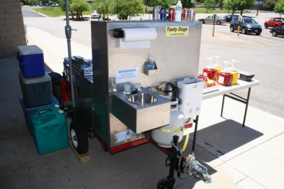 home made metal hot dog cart