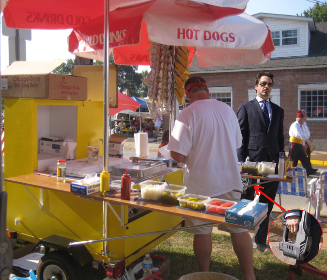 Iron Man at my hot dog cart