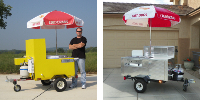 Two E-Z Built Hot Dog Carts - A Rear Serve and a Side Serve